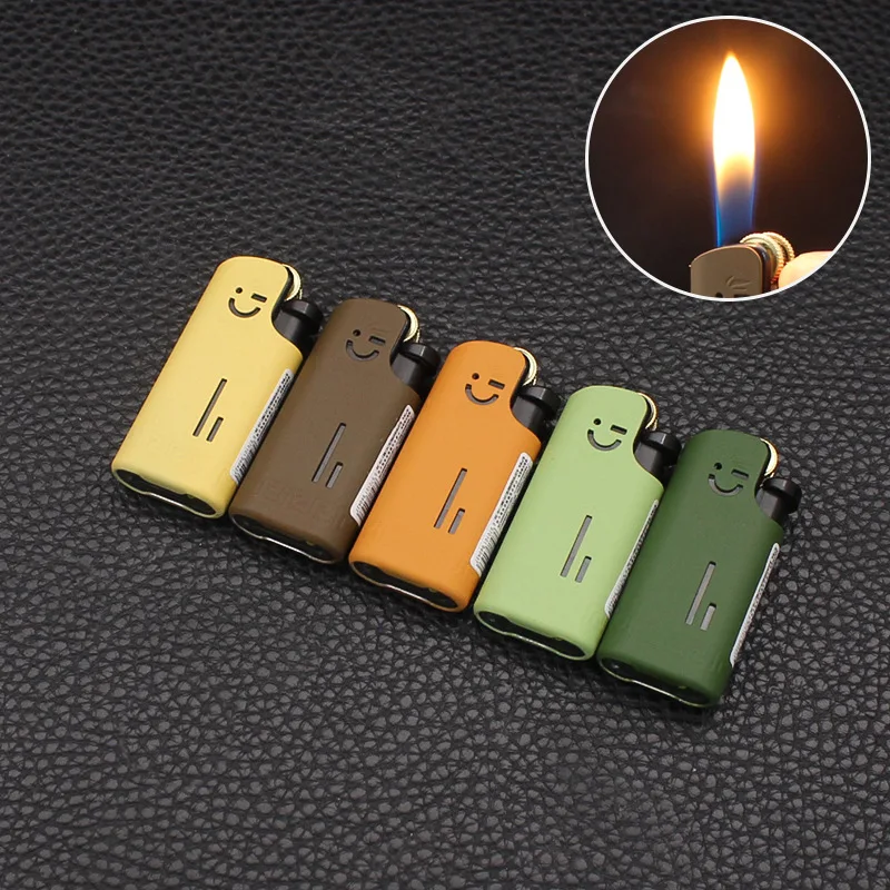 

Retro Cute Mini Grinding Wheel Lighter Outdoor Portable Open Flame Inflatable Lighter Cigarette Accessories Smoking Gifts