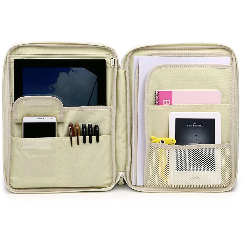 

A4 Document Bag Travel Portfolio Organizer Portable Waterproof Business Trip Zipper Briefcase Storage Case Orange