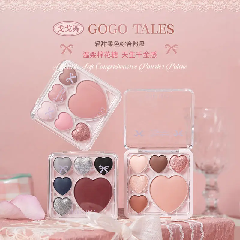 GOGO TALES paleta de sombra de ojos de 6 colores de larga duración fácil de colorear mate perla Mini portátil humo azul brillo sombra de ojos maquillaje