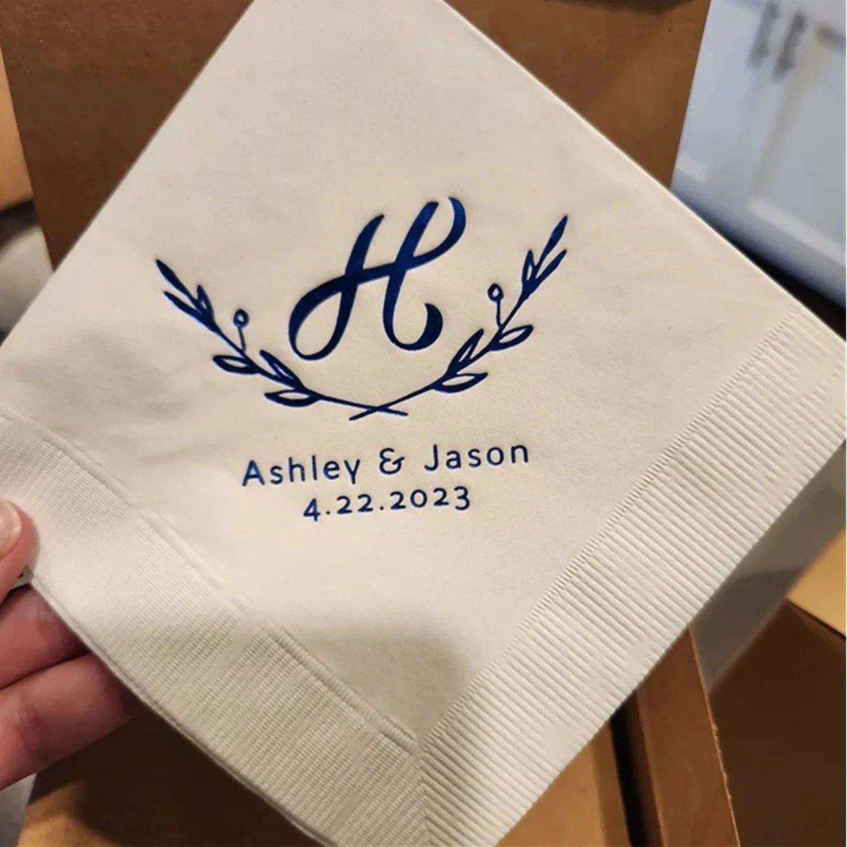 

Personalized Initial Monogram Napkins - Initial Branches Design - Engagement Party Napkins - Wedding Cocktail Napkins