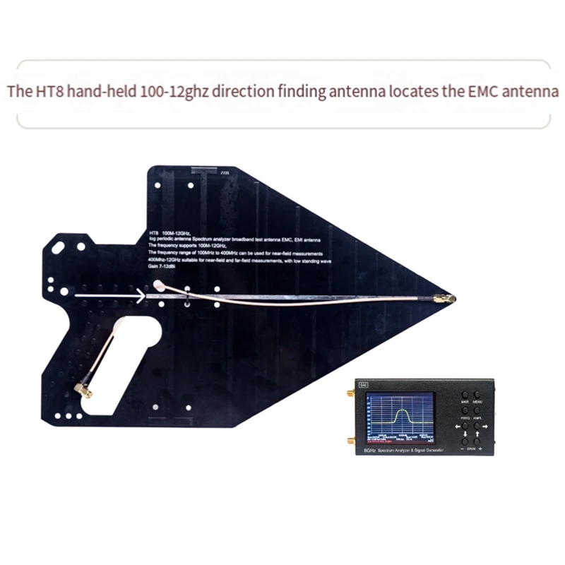 HT8 Handheld Log Periodic Antenna 0.1-12Ghz,Direction Finding Antenna For SA6 Spectrum Analyzer,Highly Accurate Easy Install