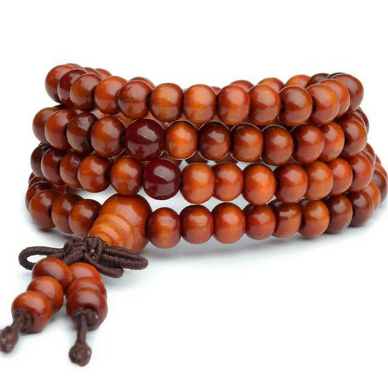 1PC 8mm Sandalwood Bracelets For Women Men 108 Beads Prayer Wood Bracelet Buddha Meditation Black Red Bead Bracelet Men Jewelry