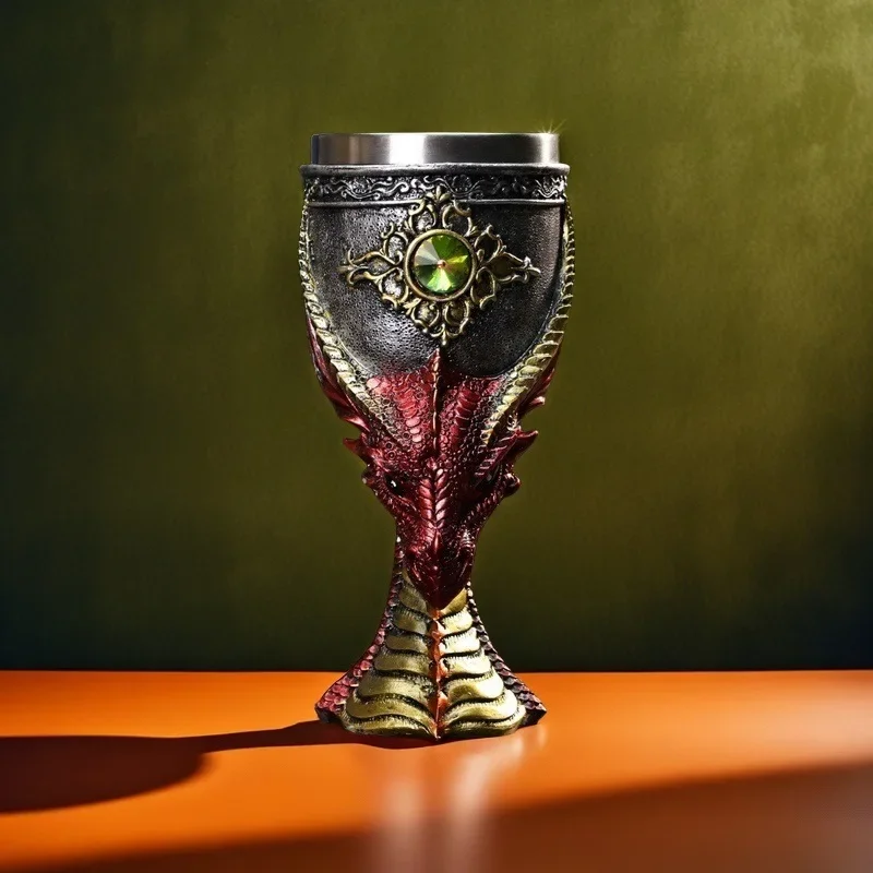 

Western Vintage Dragon Claw Stemmed Glasses, 3D Colored Resin Stainless Steel Wine Glasses.