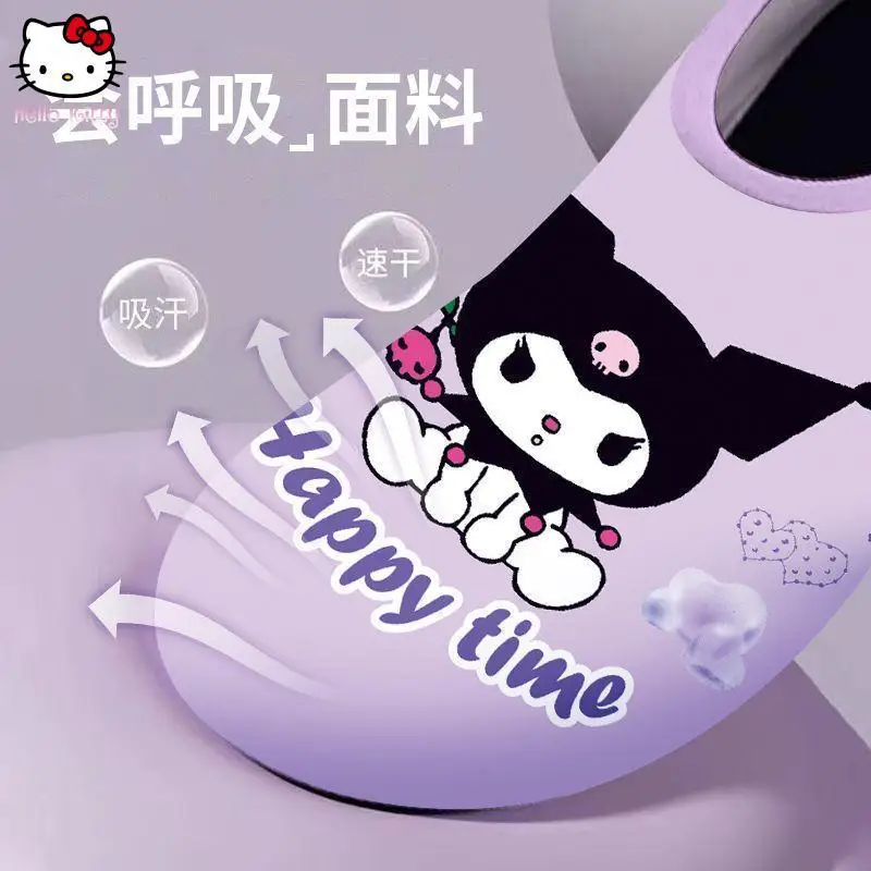 

Пляжная обувь в стиле аниме Hello Kitty Sanrio Kuromi, новая детская обувь с защитой от порезов в стиле каваи, облегающая кожу босиком, детская обувь в аквапарке, обувь для плавания