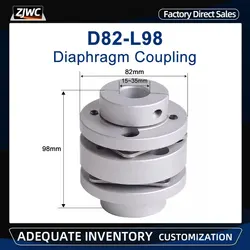 1pc D82L98 LK3-C82-W Double Flange Diaphragm Coupling Aluminum Alloy Applicable To Servo Motor Coupler For Sleeve Zero Clearance