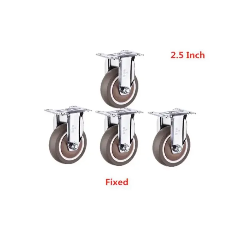 4 Packs  2.5 Inch Fixed Caster Rubber Mute Light Furniture Medical Shelf Wheel