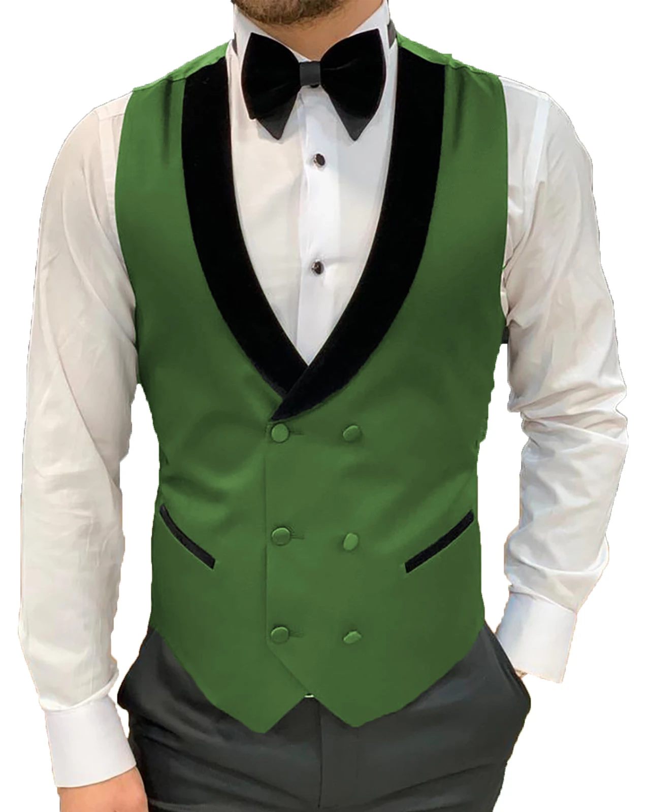 Men\'s Casual Suit Vest Double Breasted Shawl Lapel Dress Waistcoat for Wedding Party Dinner