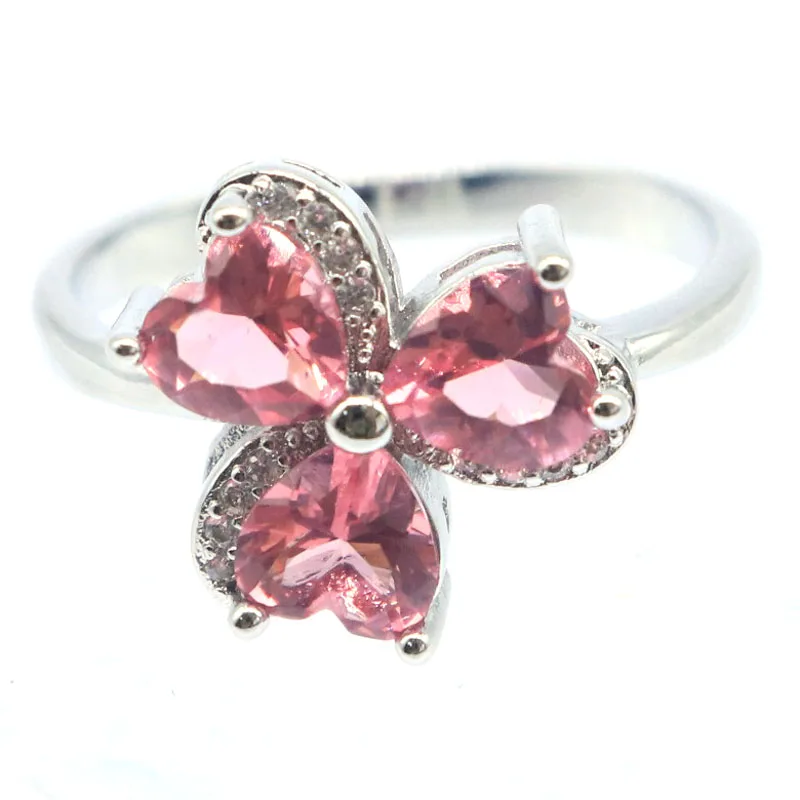 Buy 5 Get 1 Free 15x15mm Gorgeous Multi Color Violet Tanzanite Pink Morganite Women Silver Rings