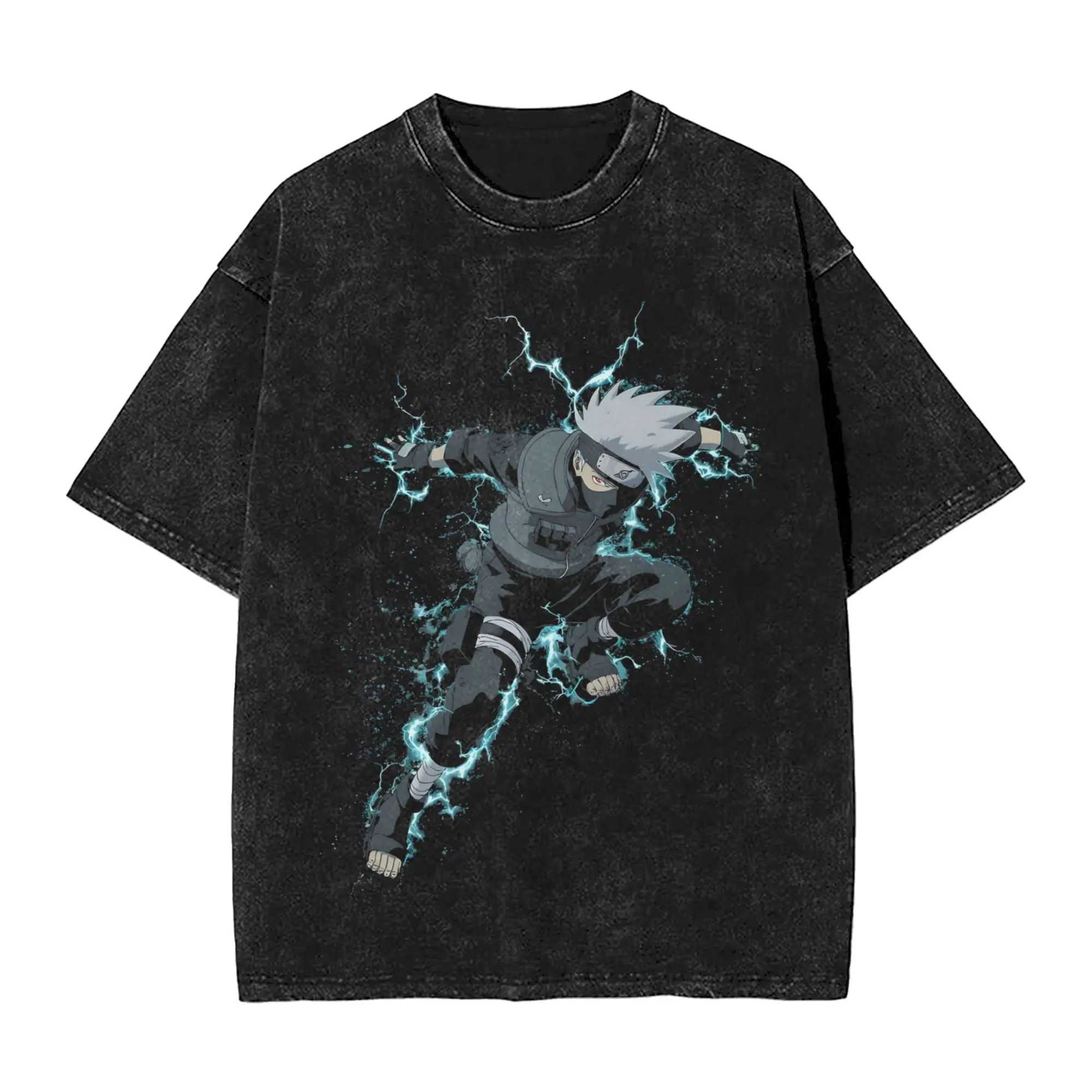 Ninja Narutoes Anime T Shirts Hip Hop Washed  Harajuku T-Shirts Retro for Men Women Tops Streetwear Graphic Tee Shirt