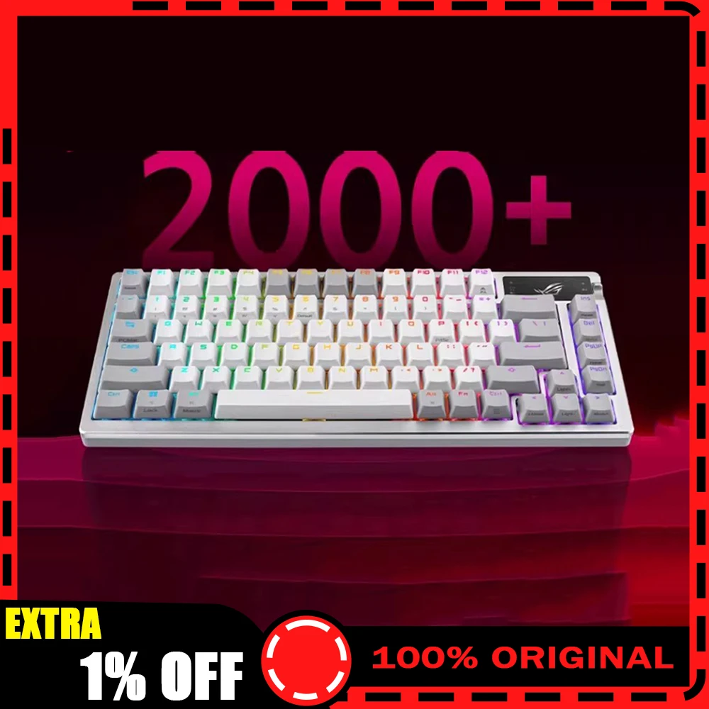 

Механическая клавиатура ROG Azoth с OLED-дисплеем, три режима подключения, низкая задержка, RGB-подсветка, Gasket-крепление, Hot Swap, аксессуары для ПК, подарок