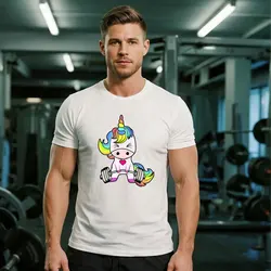 GYM Muscle Training Crossfit Rainbow Horse T-shirt Zombie Deadlift Weightlifting Halloween Fitnes Man Clothes Bodybuilding Tees