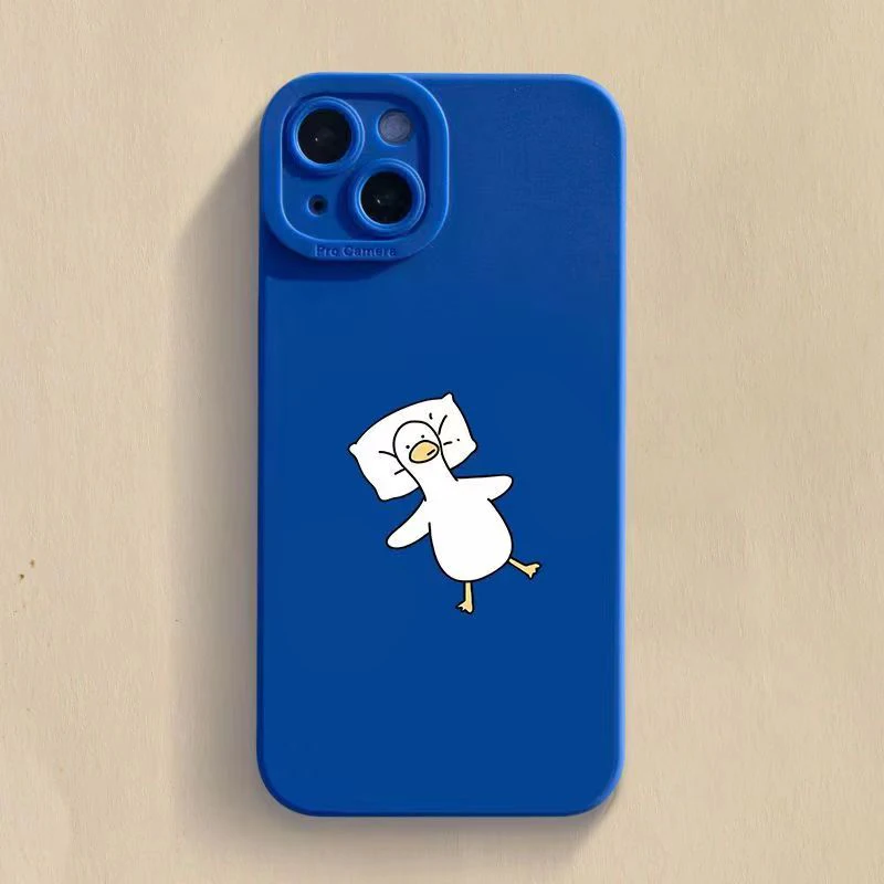 

Cute Cartoon Lying Flat Duck Phone Case For iPhone 15 Pro Max 11 12 Mini 13 14 Pro Max X XS XR 7 8 14 15Plus Soft Silicone Cover