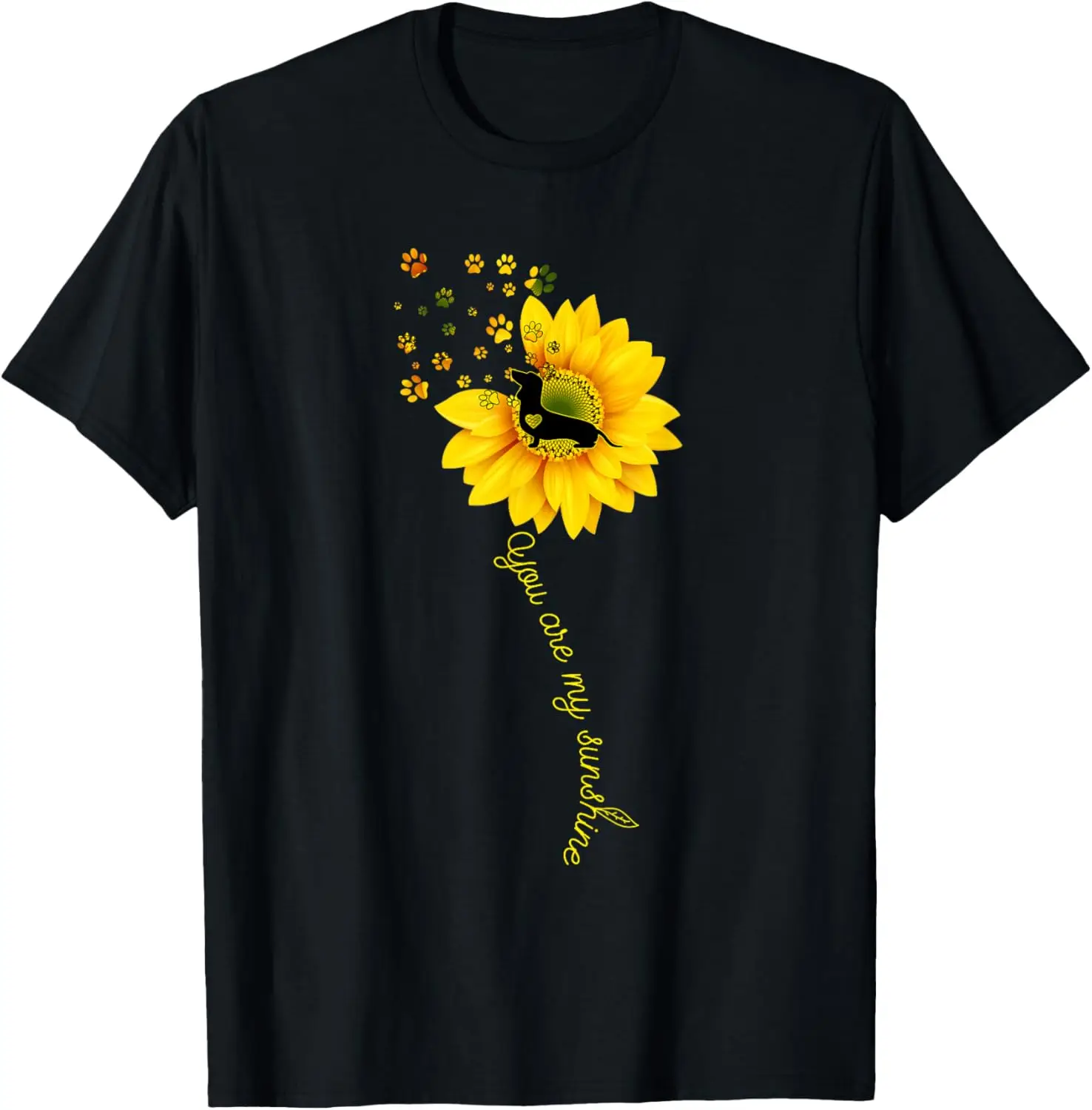 

Dachshund Sunflower You Are My Sunshine Graphic Tee Soft Cotton Short Sleeve Round Neck T-Shirt