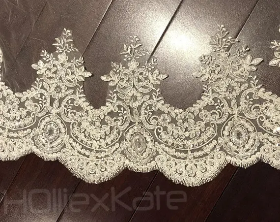 Laço casamento véu catedral marfim véu longo acessórios de noiva casamento nupcial applique laço branco casamento topos feminino