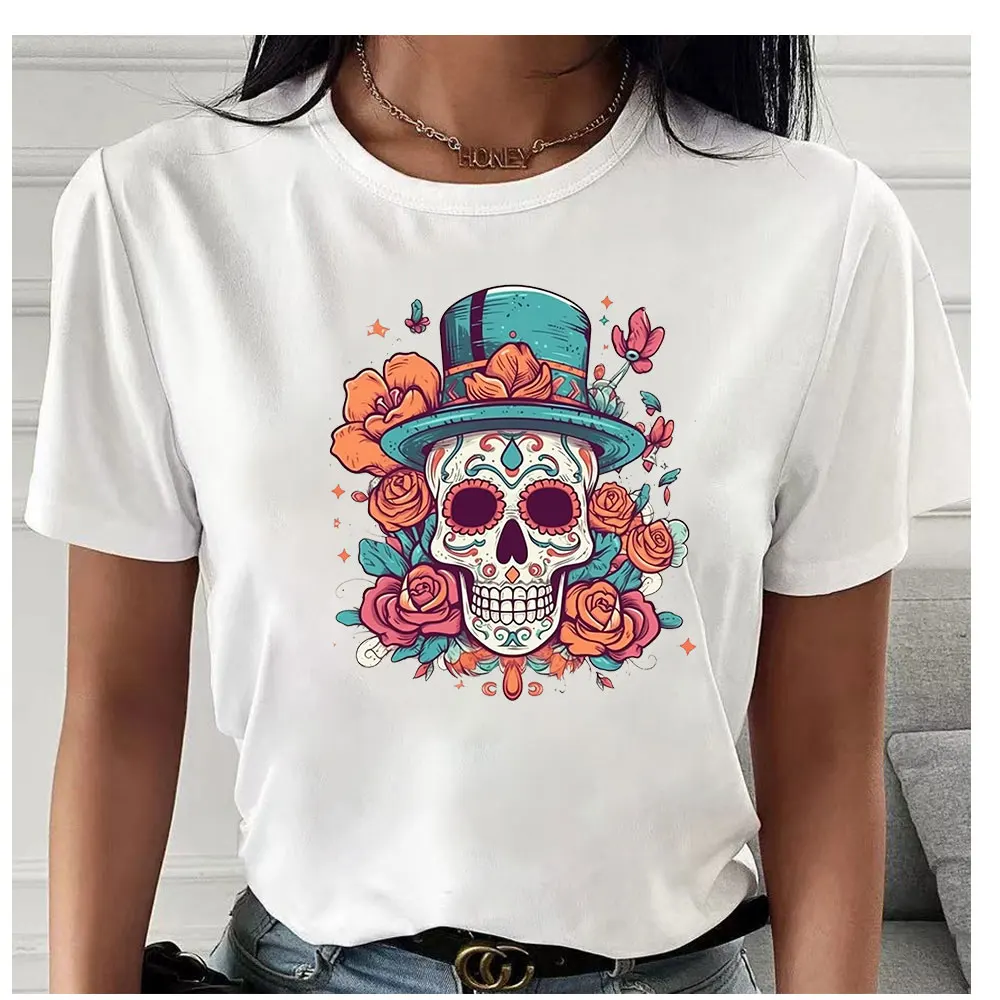 Mexican Skull Iron On Transfer For Clothing 3D Patches Iron On Sticker Europe Thermal Heat Transfer For Diy Woman Clothes Decor