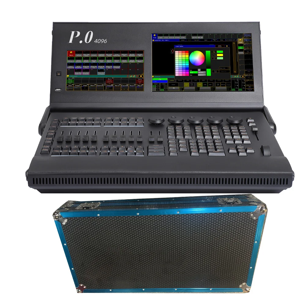 Professional DJ Console Linux System DMX Controller RGB Backlit Motorized Faders with Flight Case for MA2 Mini System