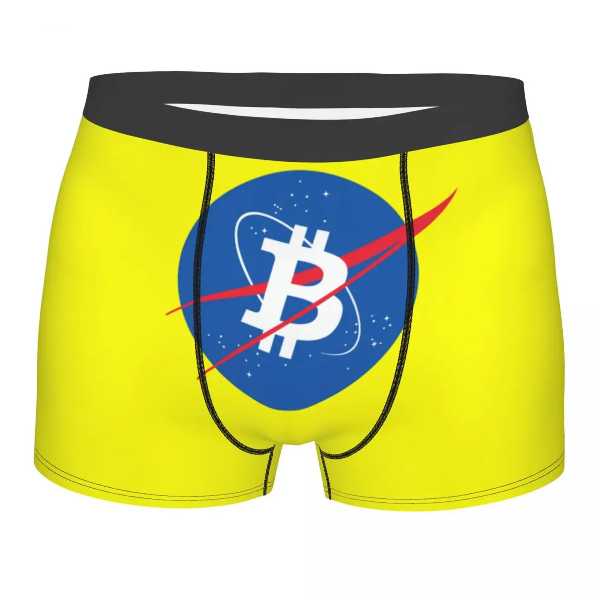 Custom Bitcoin Space Moon Boxer Shorts For Homme 3D Printed BTC Crypto Coins Underwear Panties Briefs Stretch Underpants