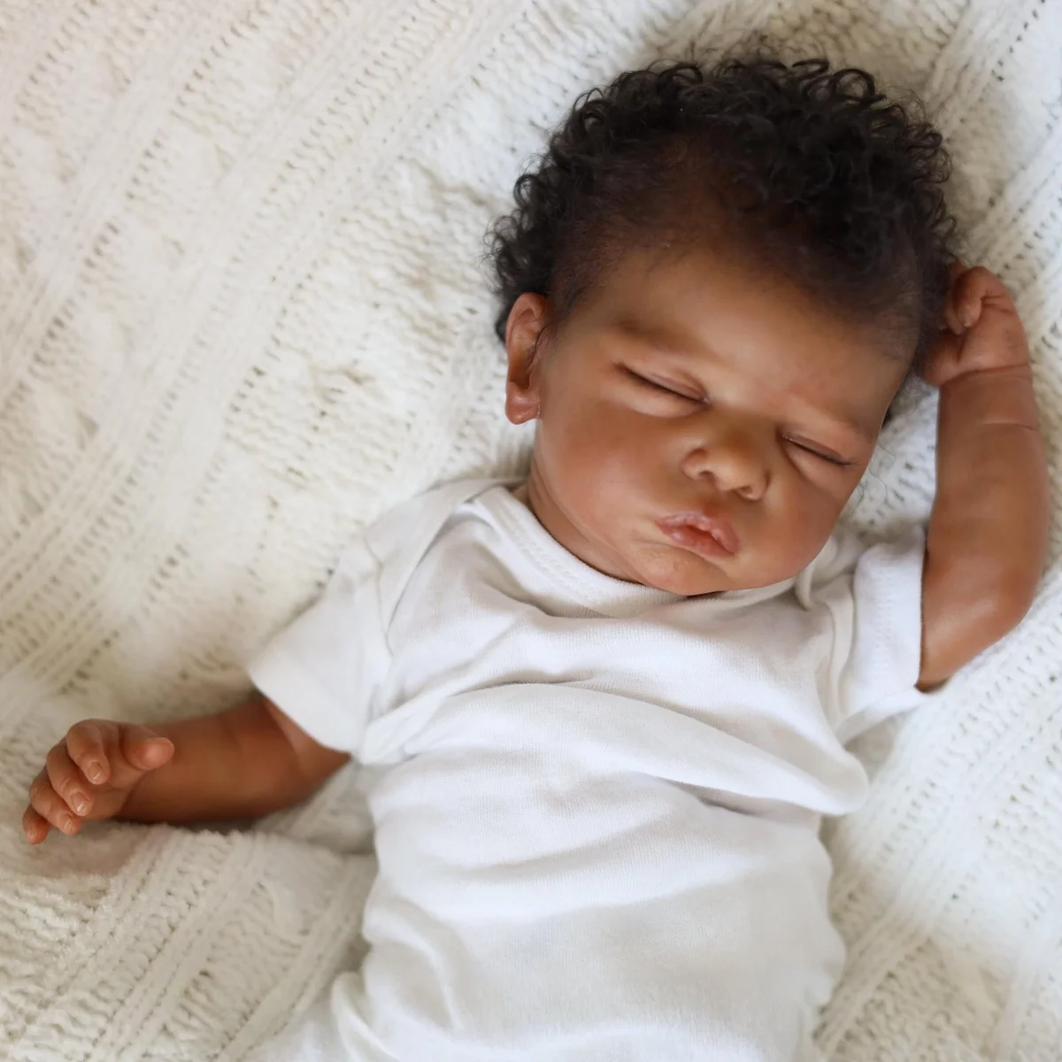 

45 CM Asleep Reborn Black Brown Skin Baby Doll Toy For Girl Lifelike Vinyl Limbs Cloth Body 18 inch Doll Handmade Birthday Gift