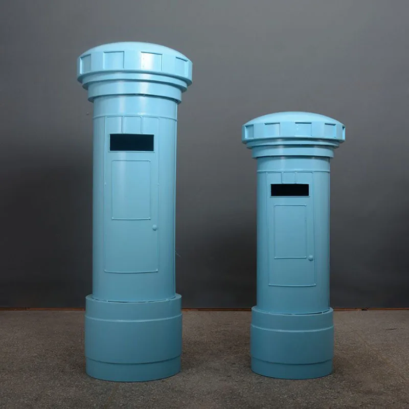 British Vintage Iron Mailbox Model Home Decor Ornament Creative Storage Letter Box Prop Decoration for Living Room Entryway