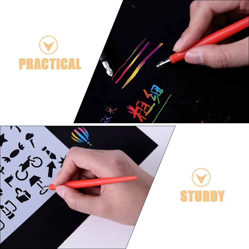 12Pcs Scratch Paper Pens with Metal Tips Fine Line Drawing Tools for Art Design Scraping Projects Family Activity Kit