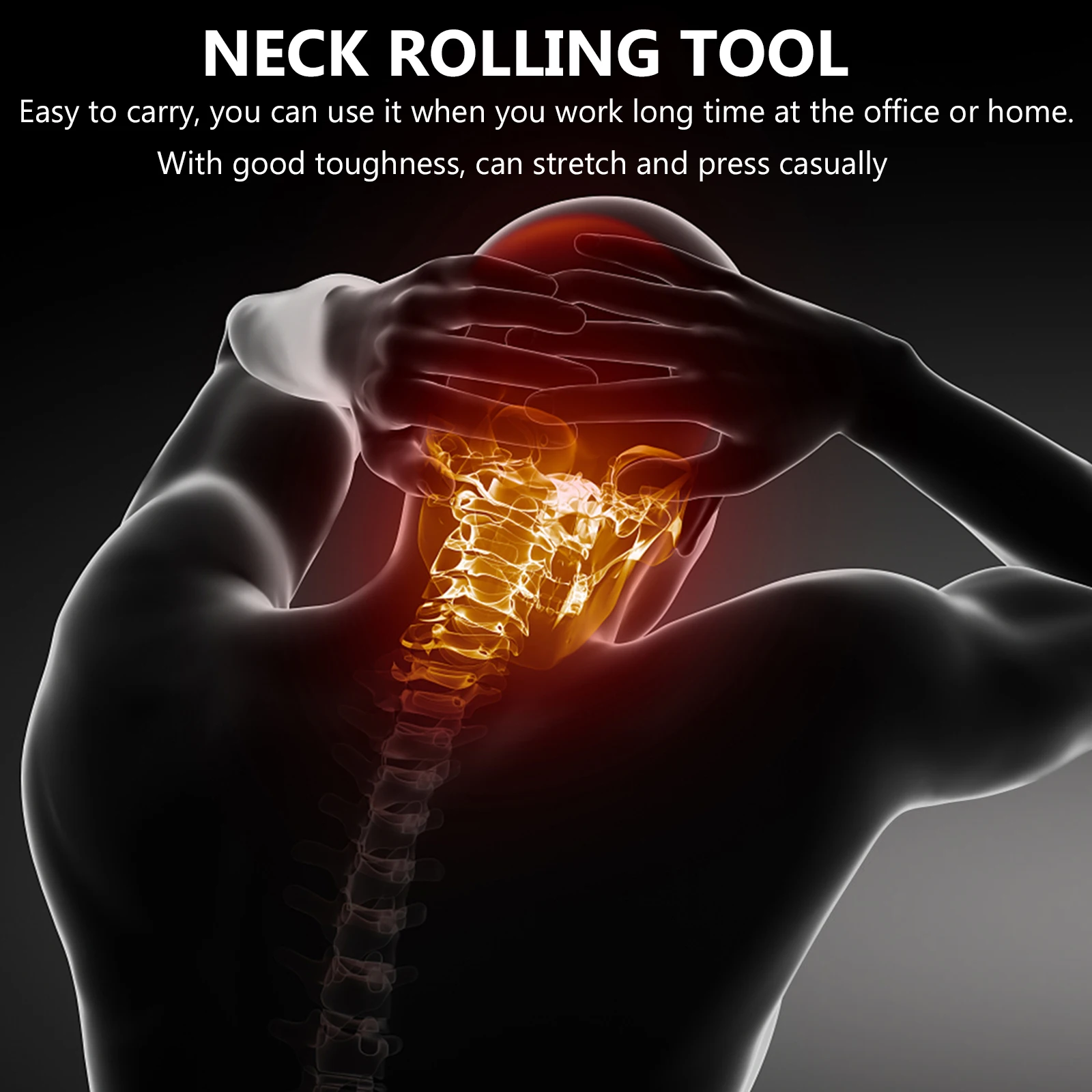 

Neck Portable Massager Roller Tool TPR Device Ergonomic Stress Relief held Massager Office Neck Rolling Tool Use