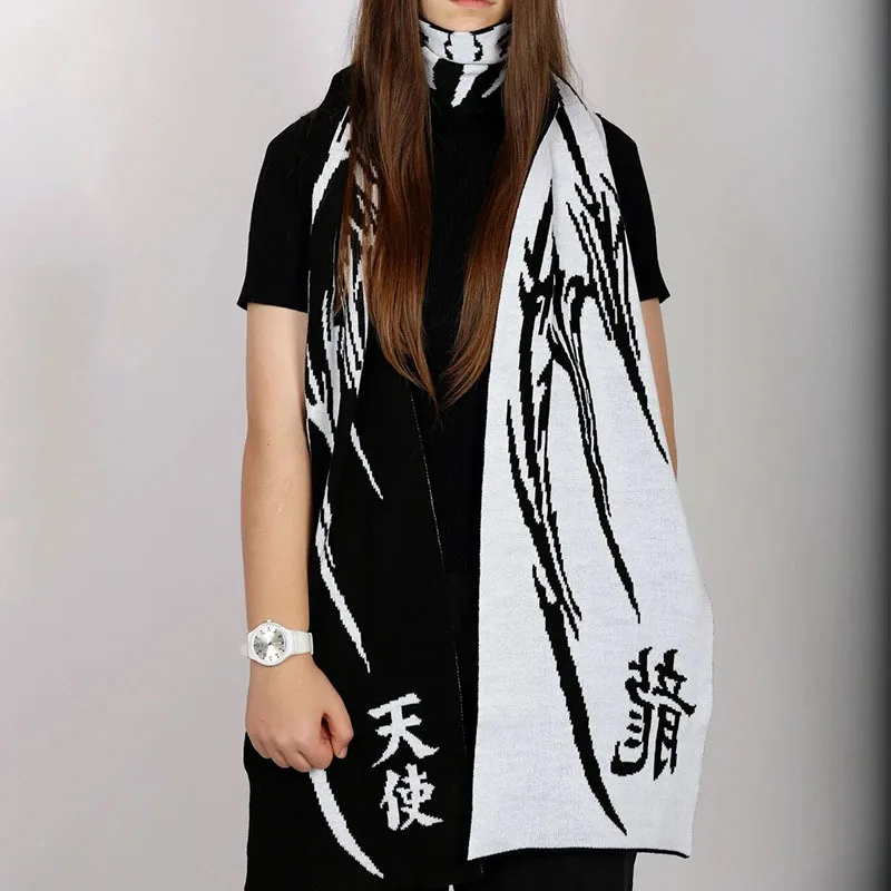 

Темный уличный панк-мультяшный вязаный крючком шарф, зимний теплый студенческий универсальный вязаный галстук, модный морозостойкий аксессуар