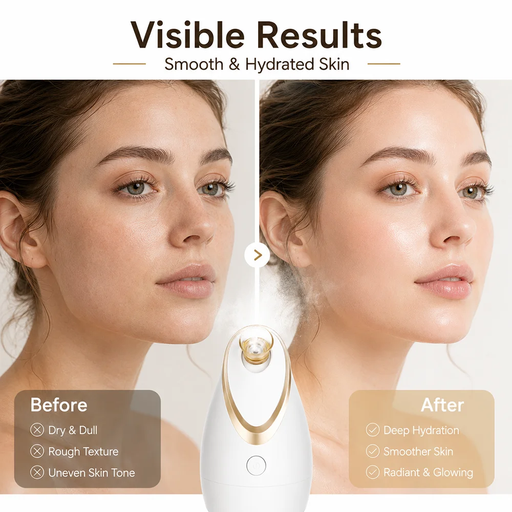 KSKIN Facial Steamer Portable Warm Mist Sprayer Home Spa Deep Hydrating Moisturizing Pore Cleansing Facial Skin Care Device