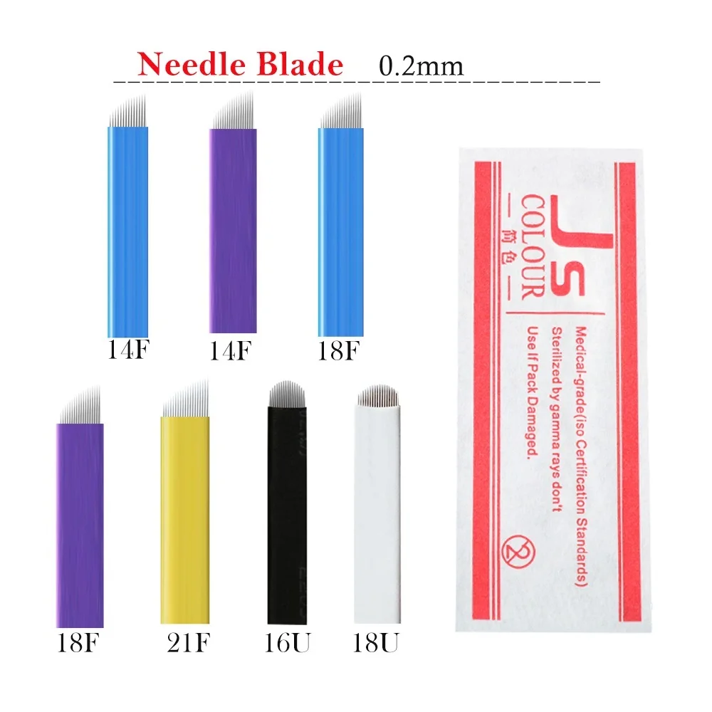 

Ручные лезвия 0,20 мм, игла для татуировки 14 U16 U18, 21 контакт, ручное лезвие для перманентного макияжа, лезвие для бровей для 3D-вышивки, игла для тумана, 100/50 шт.