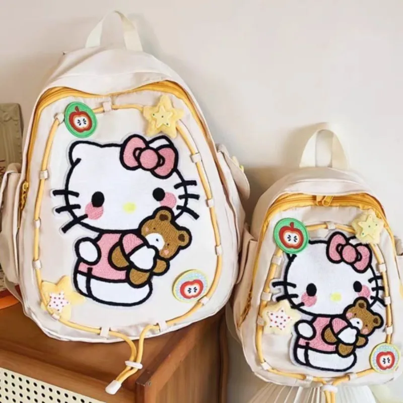 

MBTI Hello Kitty Backpacks for Women Cartoon Print Nylon Cute College Style Casual Backpack Original Fashion Kawaii Female Bag