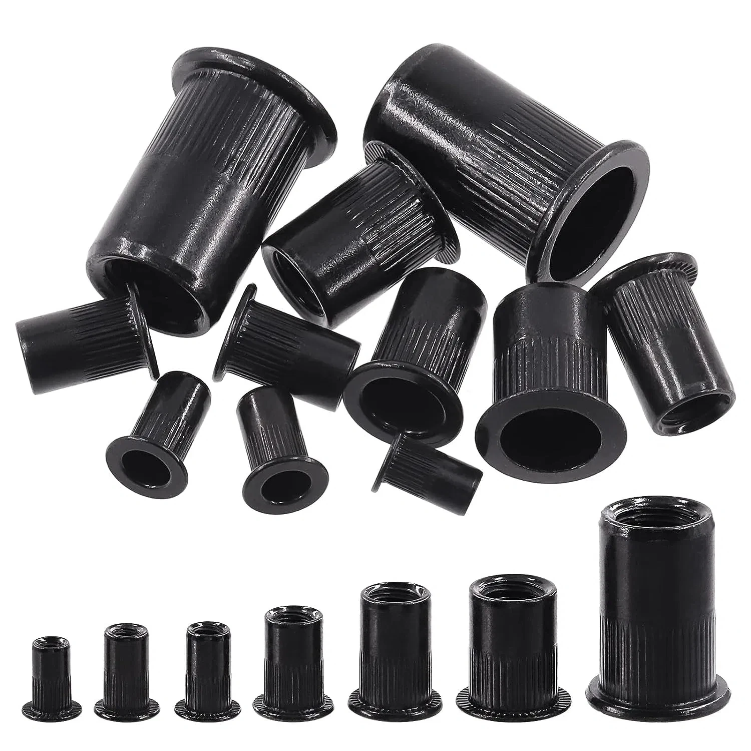 Knurled Rivet Nut Black Galvanized Large Flange Design For Sheet Metal M3 M4 M5 M6 M8 M10 M12