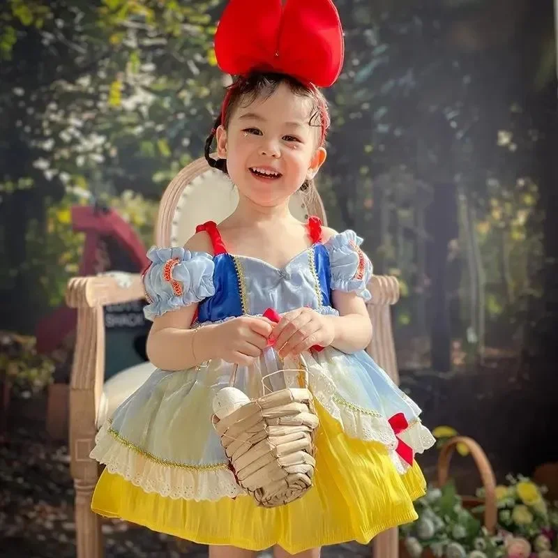 

Детские сказочные костюмы принцессы диснеевских сказок, карнавальные рождественские супер яркие белоснежные детские костюмы для косплея и дня рождения