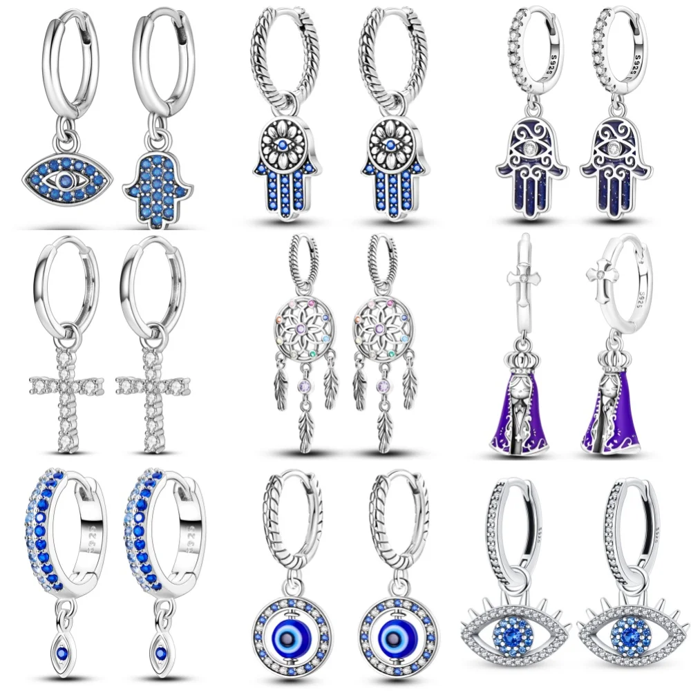 925 Sterling Silver Seria symboli religijnych Kolczyki wiszące dla kobiet Moda Impreza Drobne prezenty Eleganckie akcesoria jubilerskie S925
