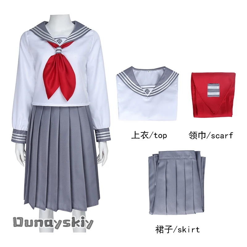 لعبة Hinako Shimizu أزياء تنكرية {BankaiMode} 3 ألوان على الطراز الأساسي زي مدرسي بدلة بحار الهالوين ملابس علوية بيضاء تنورة مطوية