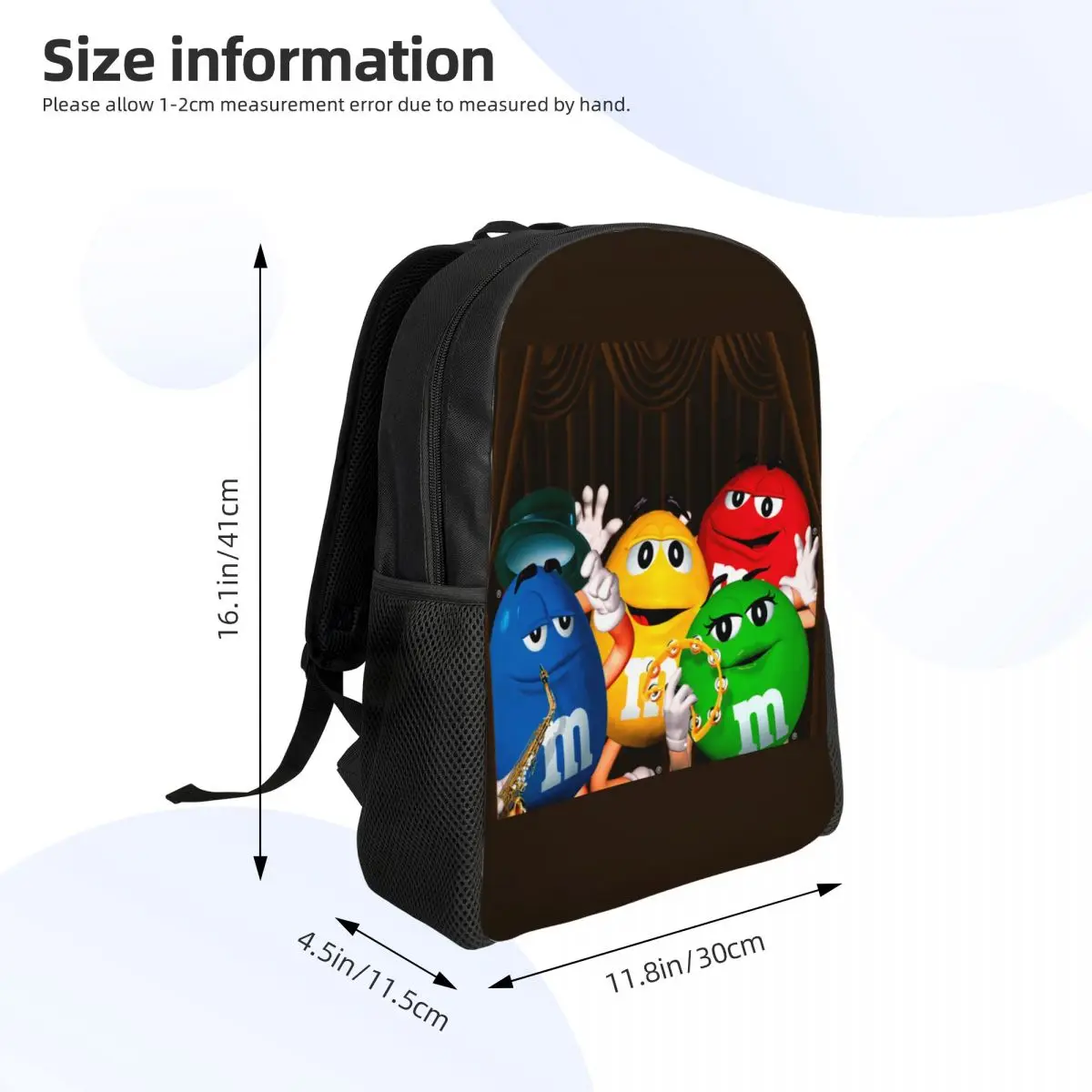 Funny Double M-M Backpacks for Women Men School College Student Bookbag Fits 15 Inch Laptop Chocolate Candy Bags