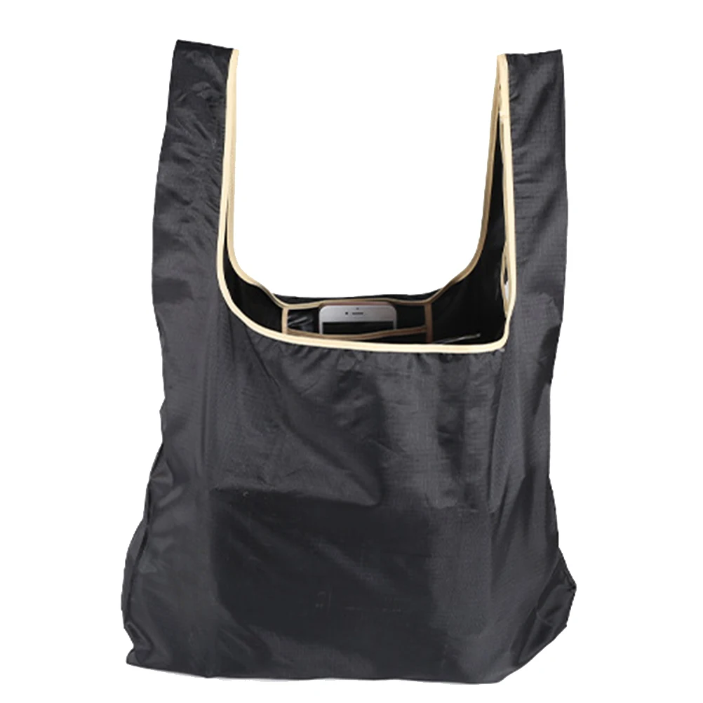 

Foldable Shopping Large Capacity Home Shopping Bags Reusable Oxford Fabric Black Grocery Tote Pouch Storage Household