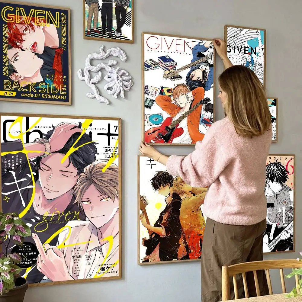 Japanese Cartoon Given Whitepaper Poster Waterproof Paper Sticker Coffee House Bar Aesthetic Art Wall Painting