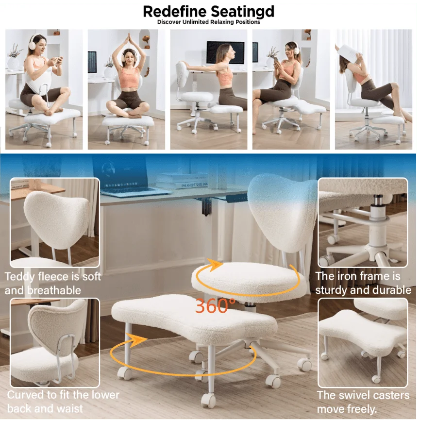 Meditation Chair, An Ergonomic Cross-Legged Seating Chair With Lumbar Support And A Height-Adjustable Seat Cushion, Ideal For Pe