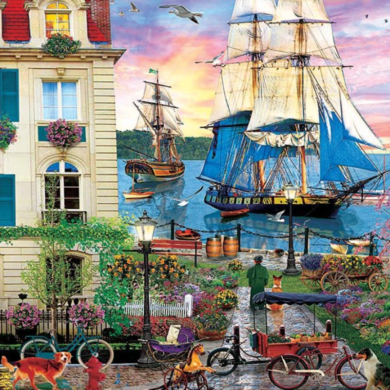 75*50cm Adult Paper Jigsaw Puzzle 1000PCS Pleasant Life Landscape Adults Stress Relief Children Educational Entertainment Gifts