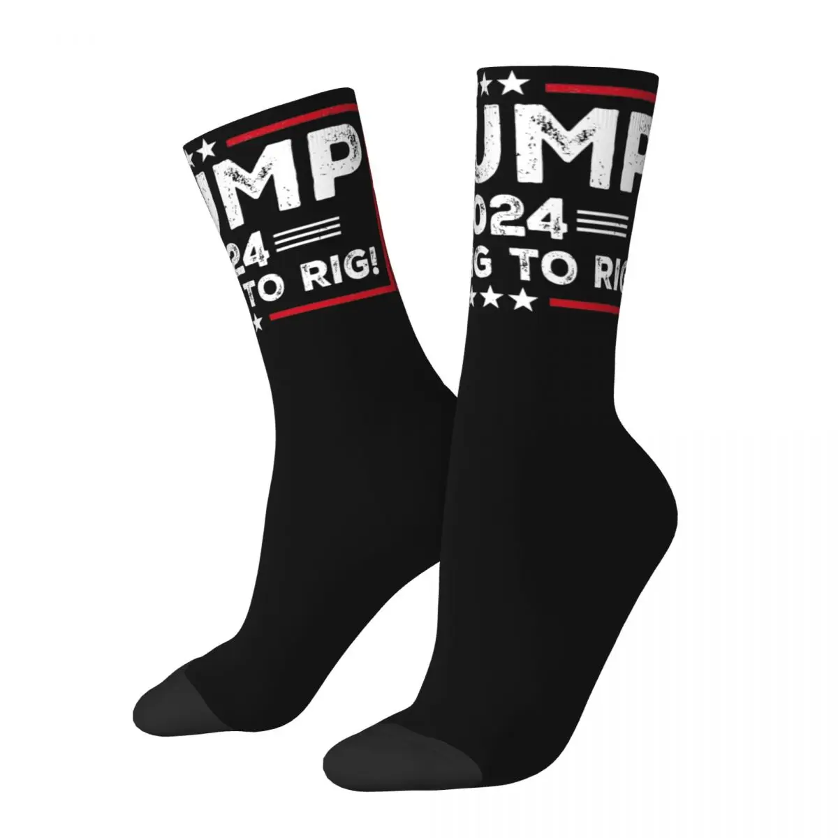 

Casual Trump 2024 Too Big To Rig Theme Design Print Crew Socks All Season Funny Meme Super Soft Long Socks Sweat Absorbing