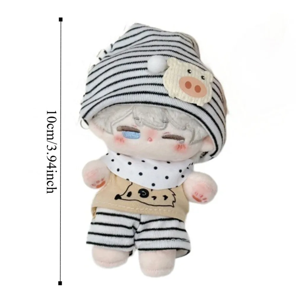 1 ensemble vêtements de nuit 10cm coton poupée vêtements étoile chapeau hérisson coton poupée vêtements ensemble dessin animé mignon 10cm poupée vêtements