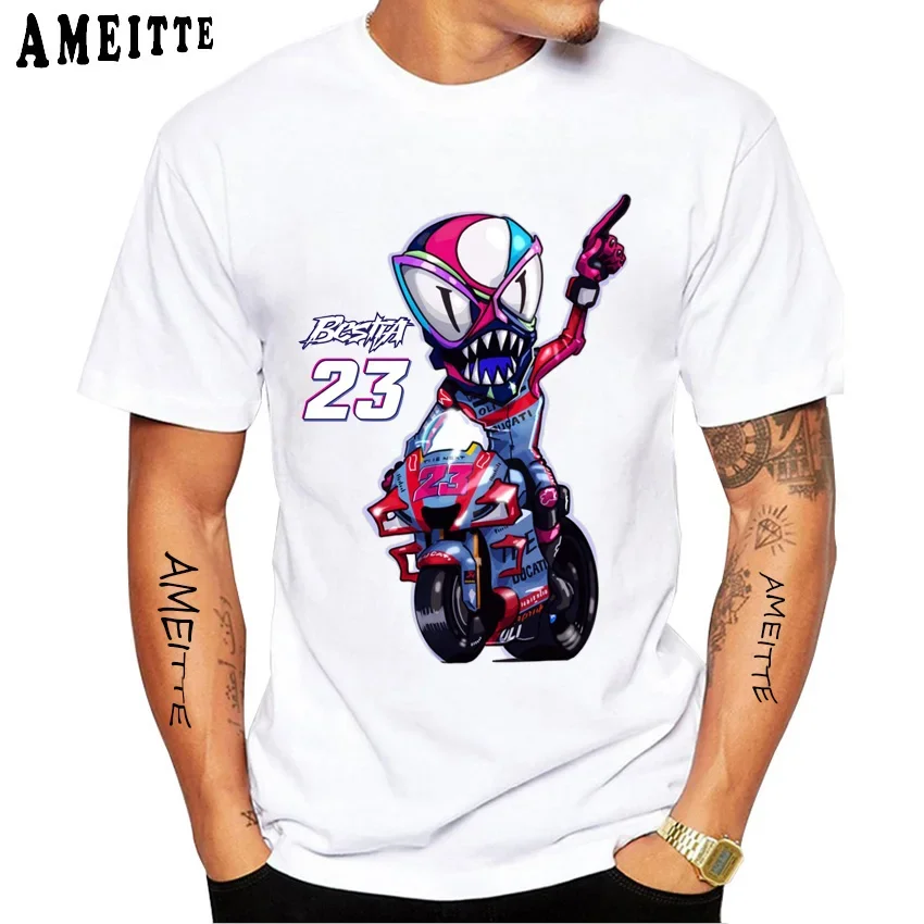 

Enea Bastianini The Beast 23 GP Race Riding T-Shirt New Men Short Sleeve Adventure Sport Casual White Tops Motorcycle Rider Tees