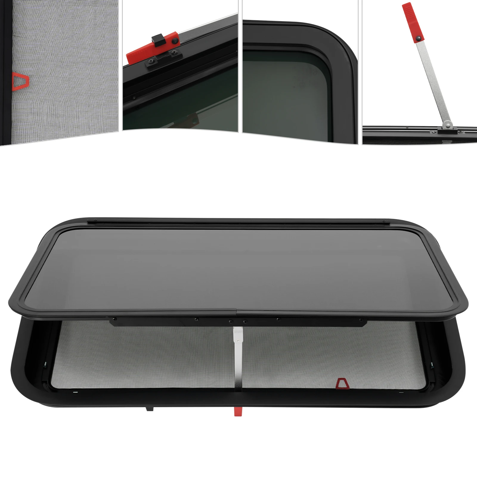 RV Exit Window Emergency Escape 30-40° Ventilation UV Protection Insect Screen Easy Installation Impact Resistant Waterproof