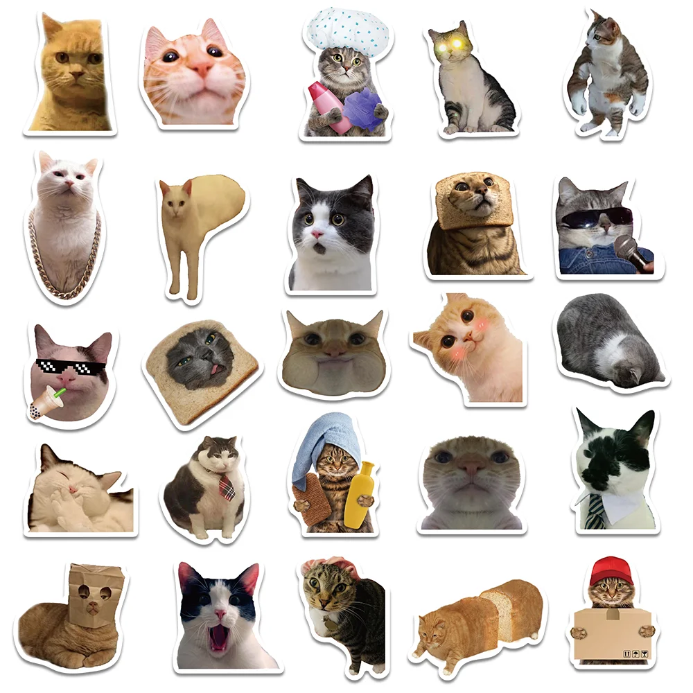 50pcs Cute Cats  Funny Graffiti Stickers Cartoon  DIY laptop Suitcase Scrapbook Skate Laptop Bike Waterproof stickers image 5