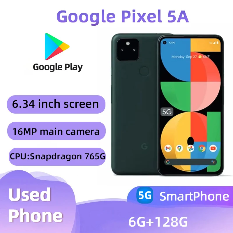 Google Pixel 5A 5G Smartphone 6GB RAM 128GB ROM 6.34inch NFC Octa Core Snapdragon used phone