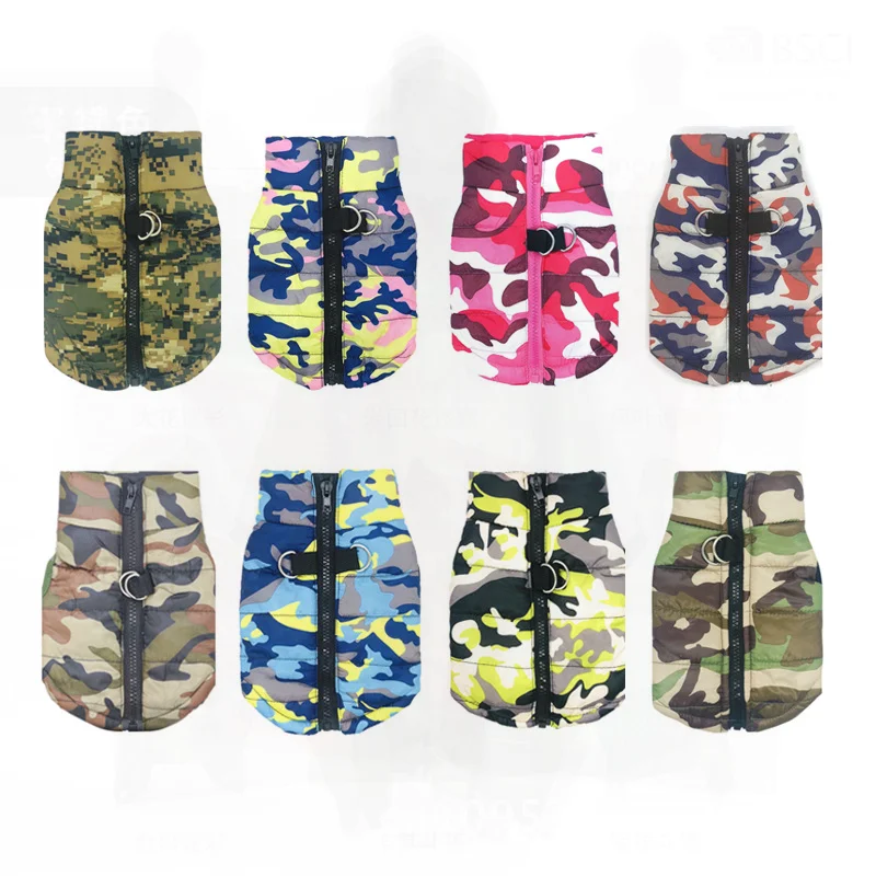 

Утолщенная хлопковая стеганая куртка для собак, жилет, одежда для домашних животных, водонепроницаемая теплая многоцветная осенне-зимняя одежда для собак, повседневный стиль для