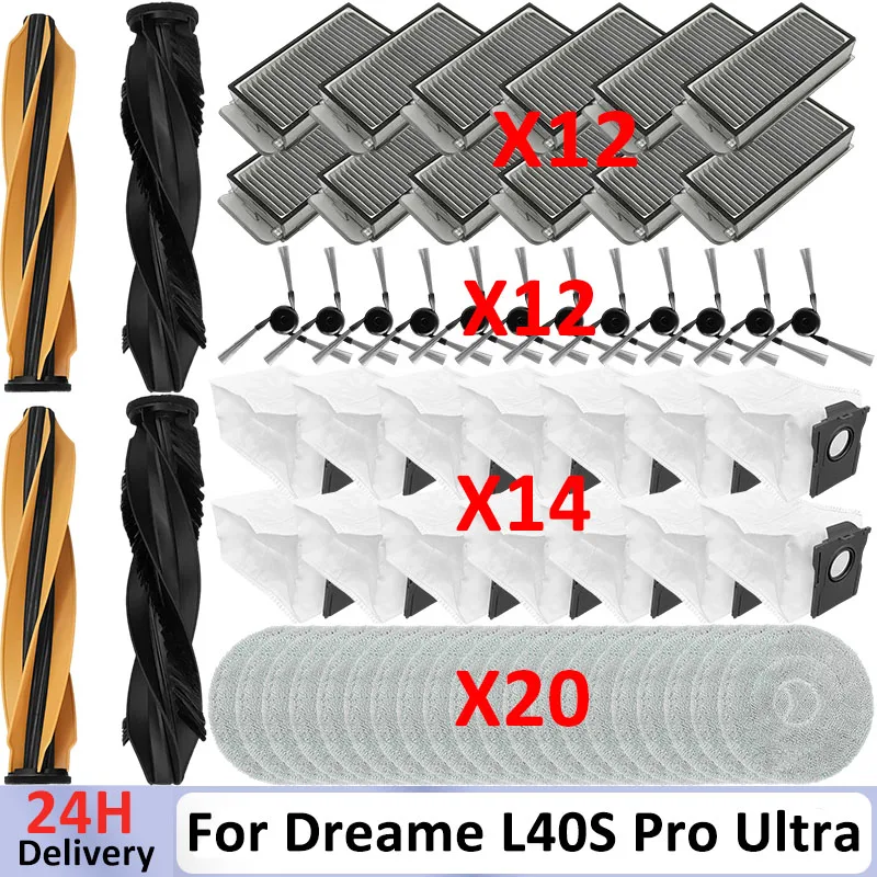 Zubehör für Dreame L40S Pro Ultra/ X50s Pro Ultra/ L40s Ultra/ L50s Pro Ultra, Mova P50s Ultra Hauptbürste, Seitenbürste, Filter, Wischmopp