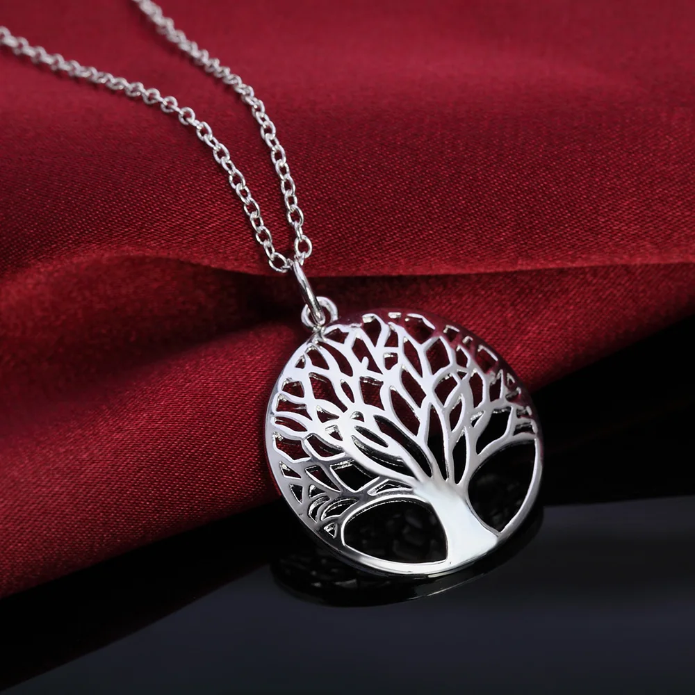 Women's 925 Sterling Silver Tree Ring Necklace & Earrings Set
