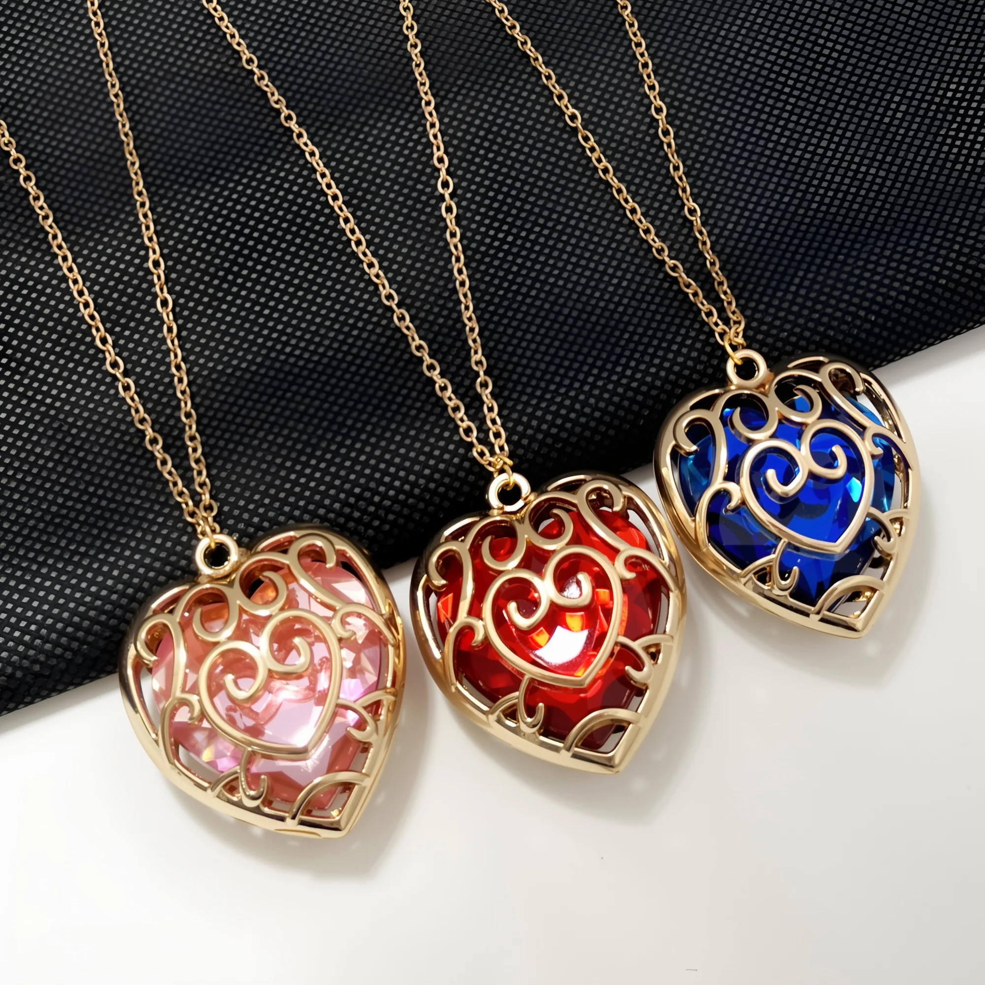 Zeldas Link Skyward espada corazón rojo collar contenedores de corazón corazones de cristal piedras colgante collar para Mujeres Hombres joyería