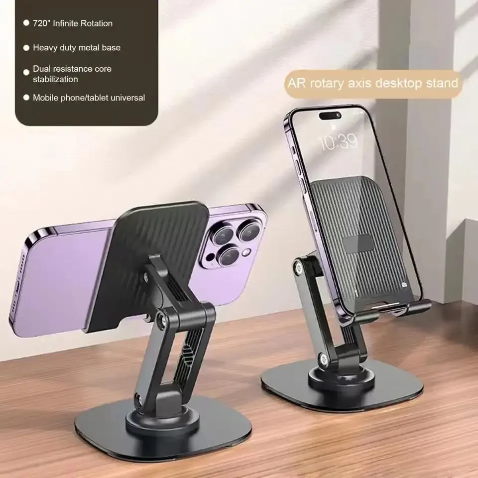 Tablet Stand For Desk Folding Aluminium Alloy Tabletop Phone Holder Mobile Phone Accessories Foldable Rotating Phone Bracket