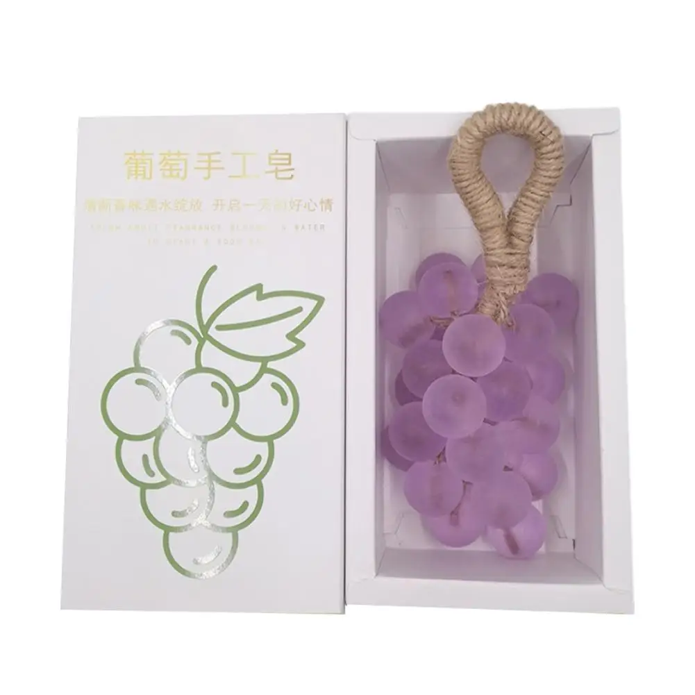 Grape Scented Soap Bar Shaped Like Bunch of Grapes On a Rope for Easy Storage Fun Handmade Look for Everyday Cleansing